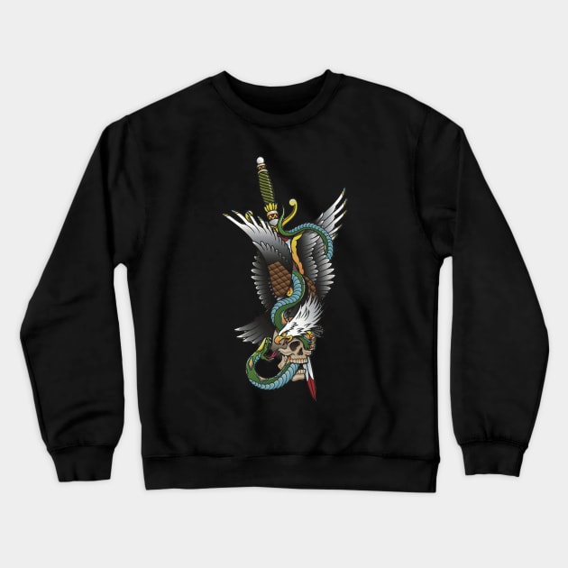 Tattoo Eagle and Snake Crewneck Sweatshirt by NerdsbyLeo